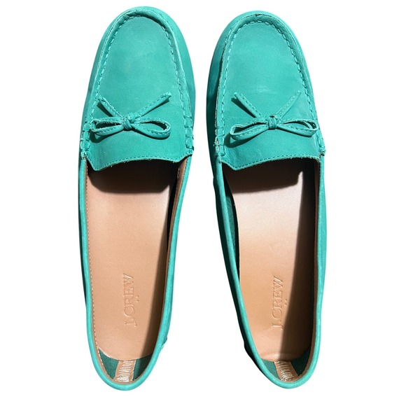 J.Crew Shoes - J.Crew Womens Teal Turquoise Nubuck Leather Driving Moccasins Loafers Size 11
